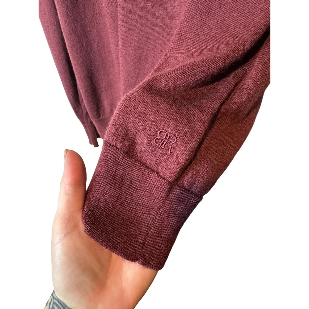Banana Republic XXL Mens Burgundy Merino Wool‎ Long Sleeve Sweater Basic Staple